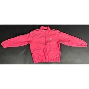Antigua Windbreaker Jacket Womens M Pink Nylon Elastic Waist "PGA 2002"
